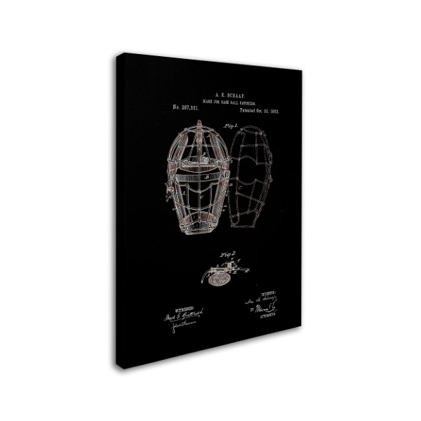 Claire Doherty 'Baseball Catcher's Mask Patent 1883 Black' Canvas Art,14x19